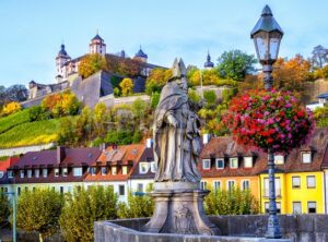 Wurzburg, Bavaria, Germany, view to Marienberg Fortress