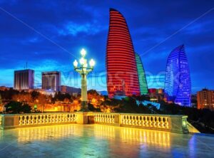 Baku city night view, Azerbaijan