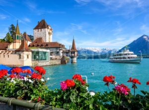 Oberhofen castle on Lake Thun, Switzerland