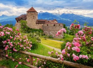 Vaduz castle, Liechtenstein, Alps mountains