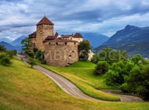 Vaduz castle, Liechtenstein, Alps mountains