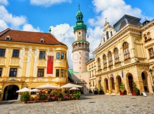 Sopron historical city center with Fire tower, Hungary