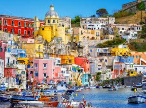 Old town port of Procida island, Naples, Italy