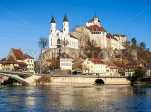 Aarburg ol town on Aare river, Switzerland