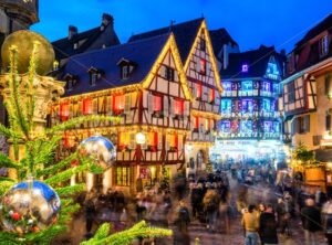 Christmas illumination in Colmar Old town, Alsace, France
