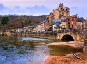 Estaing Old town on Lot river, Aveyron, France