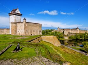 Narva castle, Estonia, overlooking russian estonian border