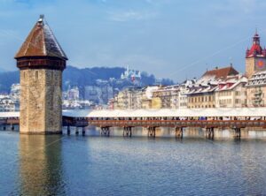 Panoramic view of Lucerne Old town, Switzerland, in winter