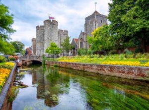 Westgate towers and Guildhall in Canterbury, England, UK