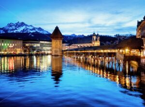 Lucerne Old town, Switzerland, in blue evening light