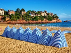 Beach tents in Dinard, Brittany, France