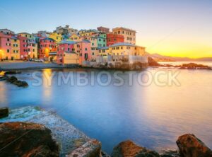 Boccadasse on sunrise, Genoa city, Italy