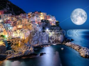 Full moon over Manarola, Cinque Terre, Italy