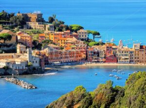 Sestri Levante on Mediterranean sea coast in Italy