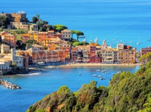 Sestri Levante on Mediterranean sea coast in Italy