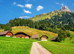 Swiss alpine valley landscape by Schangnau, Bern, Switzerland