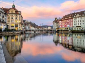 Lucerne Old town on sunrise, Switzerland