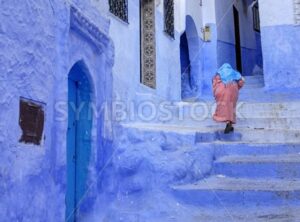 A street in the blue town Chefchaouen, Morocco