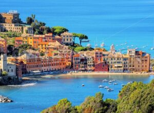 Sestri Levante on Mediterranean sea coast in Italy