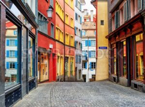 A colorful street in Zurich city center, Switzerland - GlobePhotos - royalty free stock images