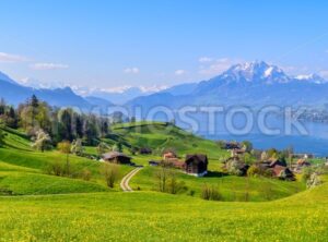 Lake Lucerne and Mount Pilatus in spring time, Switzerland - GlobePhotos - royalty free stock images