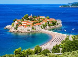 Sveti Stefan island resort town, Montenegro - GlobePhotos - royalty free stock images