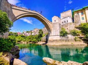 Historical Stary Most bridge in Mostar town, Bosnia and Herzegovina - GlobePhotos - royalty free stock images