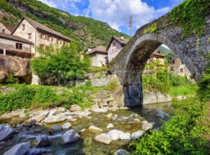 Roman bridge in Giornico village, Switzerland - GlobePhotos - royalty free stock images