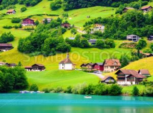 Village on Lake Lungern, Switzerland - GlobePhotos - royalty free stock images