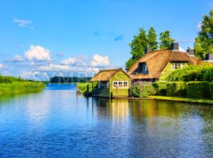 Idyllic lake landscape in Giethoorn village, Netherlands - GlobePhotos - royalty free stock images