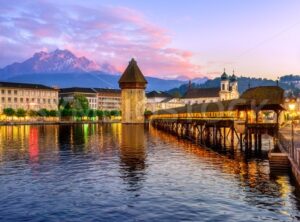Lucerne city in sunset light, Switzerland - GlobePhotos - royalty free stock images
