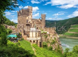 Burg Rheinstein castle on Rhine river in Germany