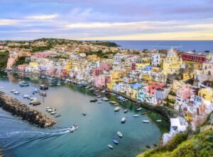 Procida island, Naples, Italy, on sunrise