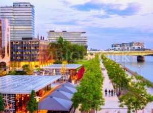 Rheinboulevard riverside walk in Cologne city, Germany