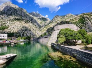 Ancient walls and the moat of Kotor town, Montenegro