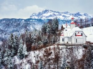 Hergiswald church in swiss Alps, Lucerne, Switzerland