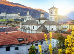 Bellinzona city in swiss Alps mountains, Switzerland