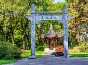 Chinese pavilion and garden in Riga, Latvia