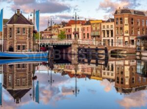 Galgewater canal in Leiden Old town, Holland, Netherlands