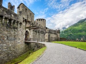 Medieval Montebello castle in Bellinzona city, Switzerland