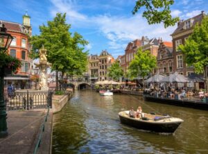 New Rhine river in Leiden city center, Netherlands