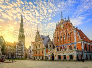Riga city Old town center on sunrise, Latvia