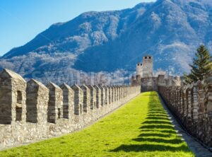 Ramparts of Castelgrande castle in Bellinzona, Switzerland