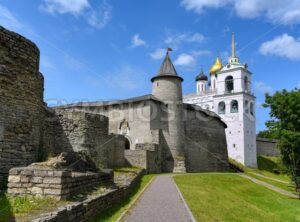 Trinity cathedral and the walls of Pskov Kremlin, Russia
