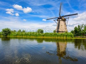 A windmill in Kinderdijk, Holland, Netherlands