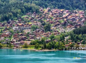 Brienz town on the Lake Brienz, swiss Alps, Switzerland