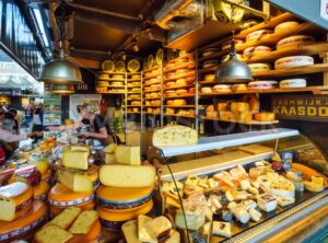 Dutch cheese market stall in Rotterdam, Netherlands