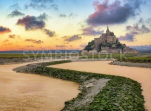 Mont Saint Michel, Normandy, France in sunset light