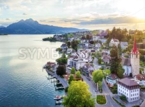 Weggis village on Lake Lucerne, Switzerland