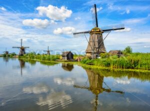 Windmills in Kinderdijk, Holland, Netherlands